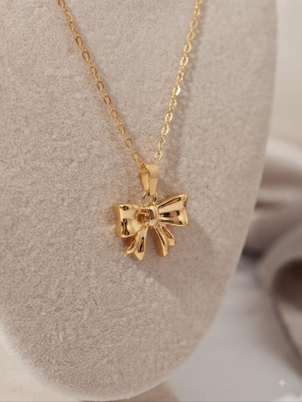 Gold Bow Pendant Necklace - Women Jewelry